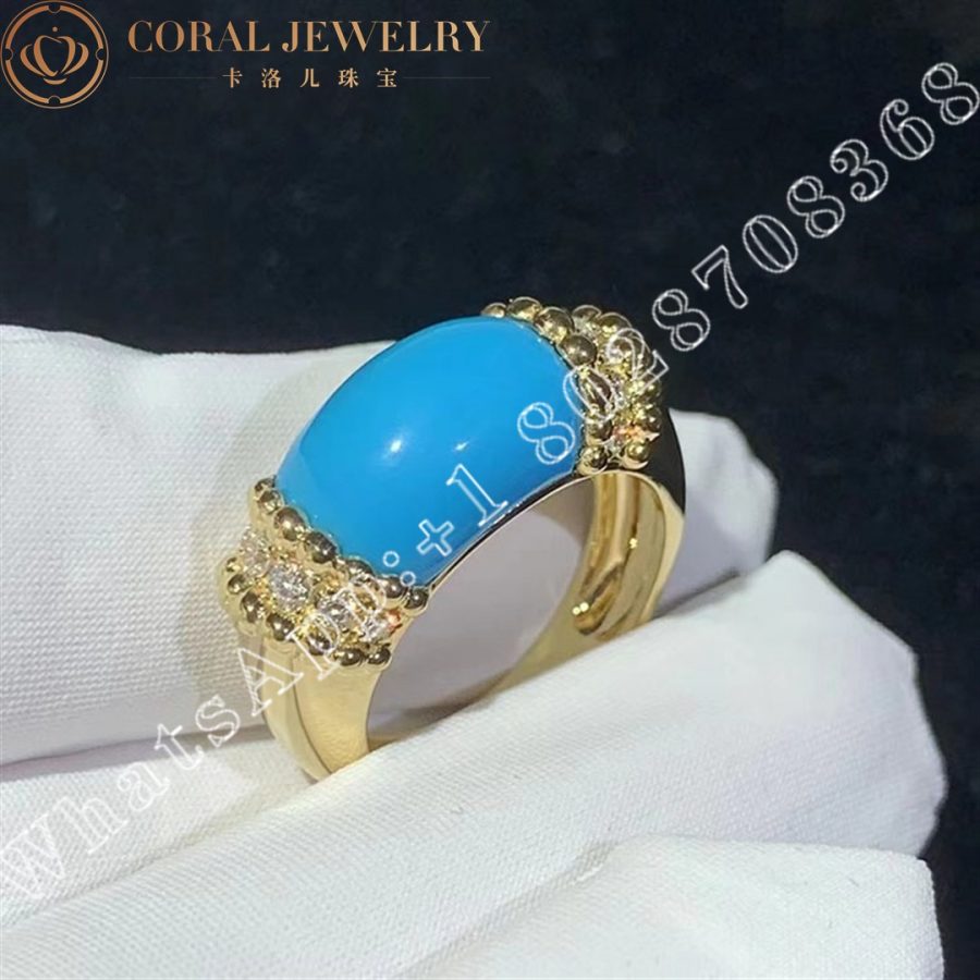 Van Cleef & Arpels Perlée couleurs ring 18K yellow gold, Diamond, Turquoise VCARP7SG00 - Image 3