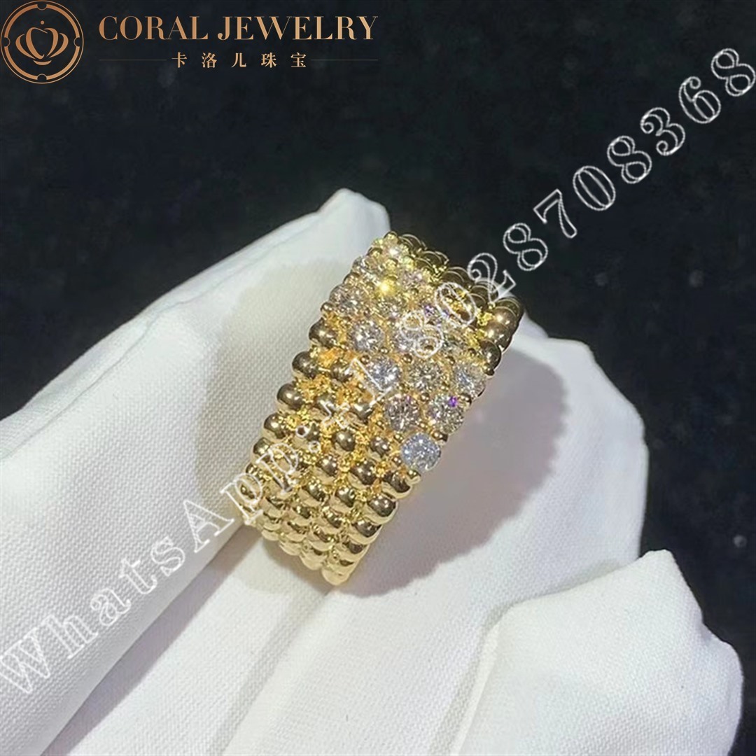 Van Cleef Arpels Perlee Diamonds Ring 5 Rows 18k Yellow Gold Diamond Vcarp7ut00 Coral (2)