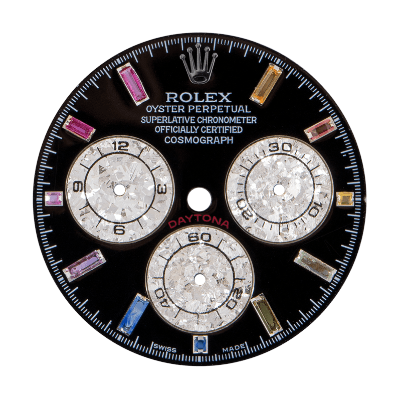 Rolex Custom Black Dial With Rainbow Hour Markers For Rolex Daytona