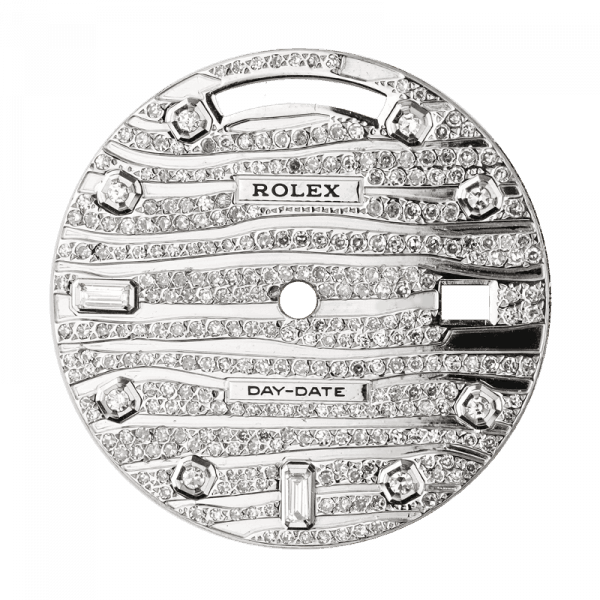 Rolex Custom Day Date 41mm Steel Wave Design Diamond Set Custom Dial