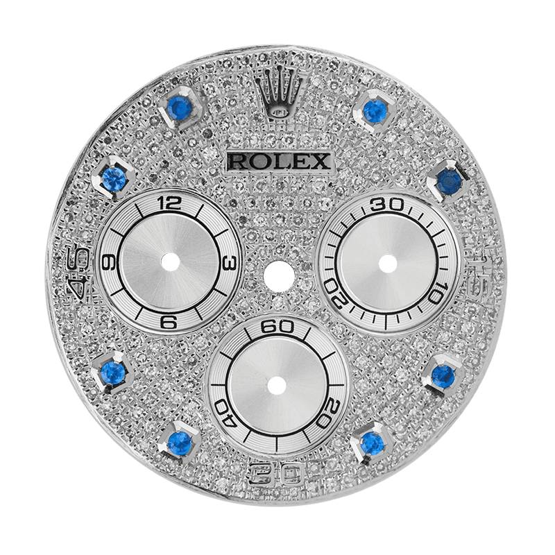 Rolex Custom Daytona Diamond Pave Blue Precious Stone Hour Markers Custom Dial