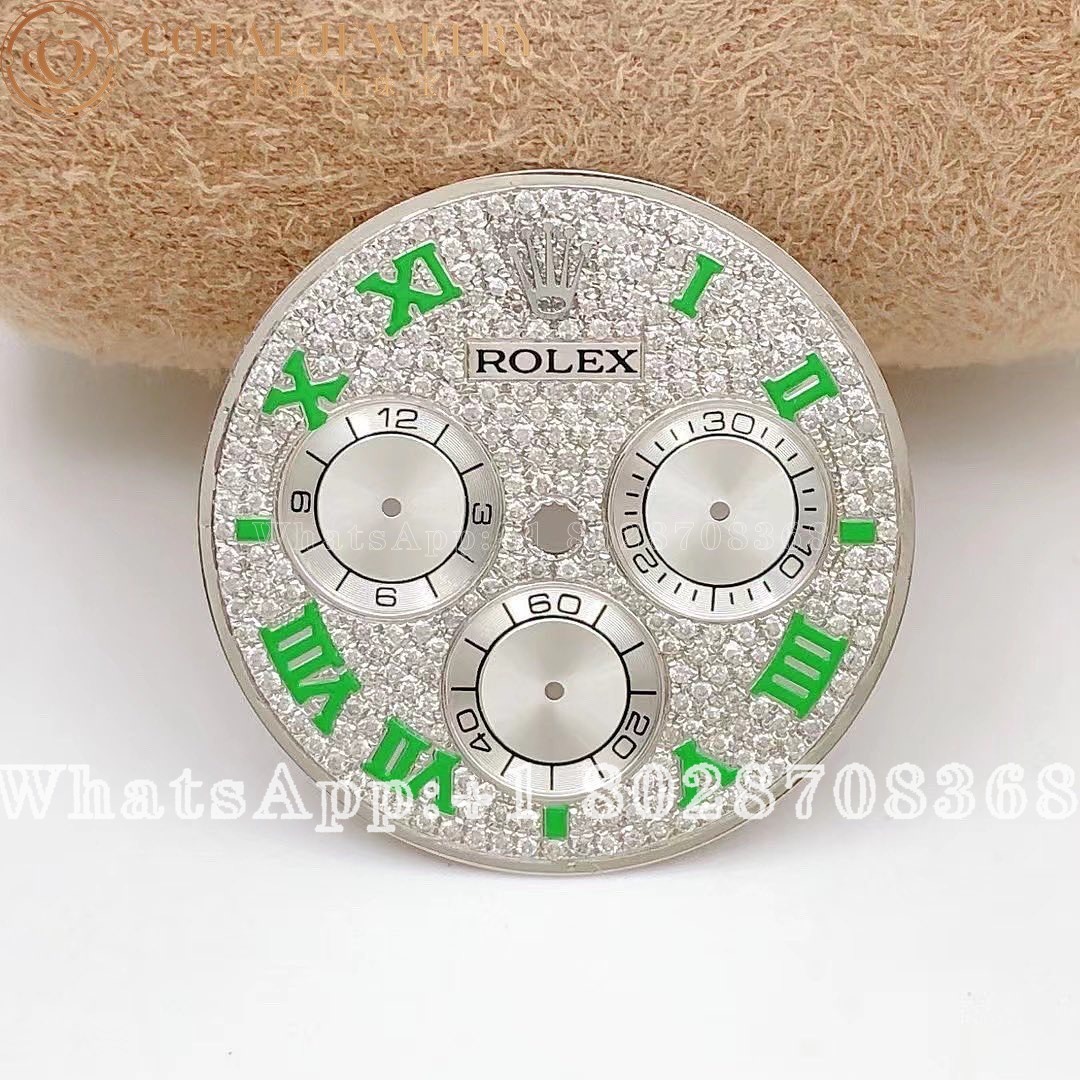 Rolex Custom Daytona Diamond Pave Green Arabic Numbers Custom Dial Coral (1)