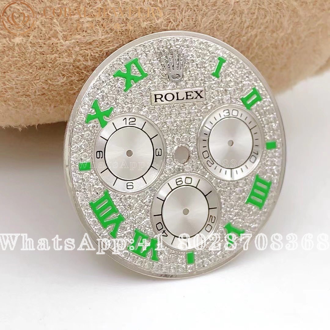 Rolex Custom Daytona Diamond Pave Green Arabic Numbers Custom Dial Coral (3)