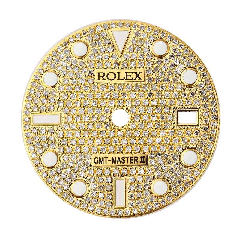 Rolex Custom Gmt Master Ii 40mm Gold Diamond Pave Custom Dial