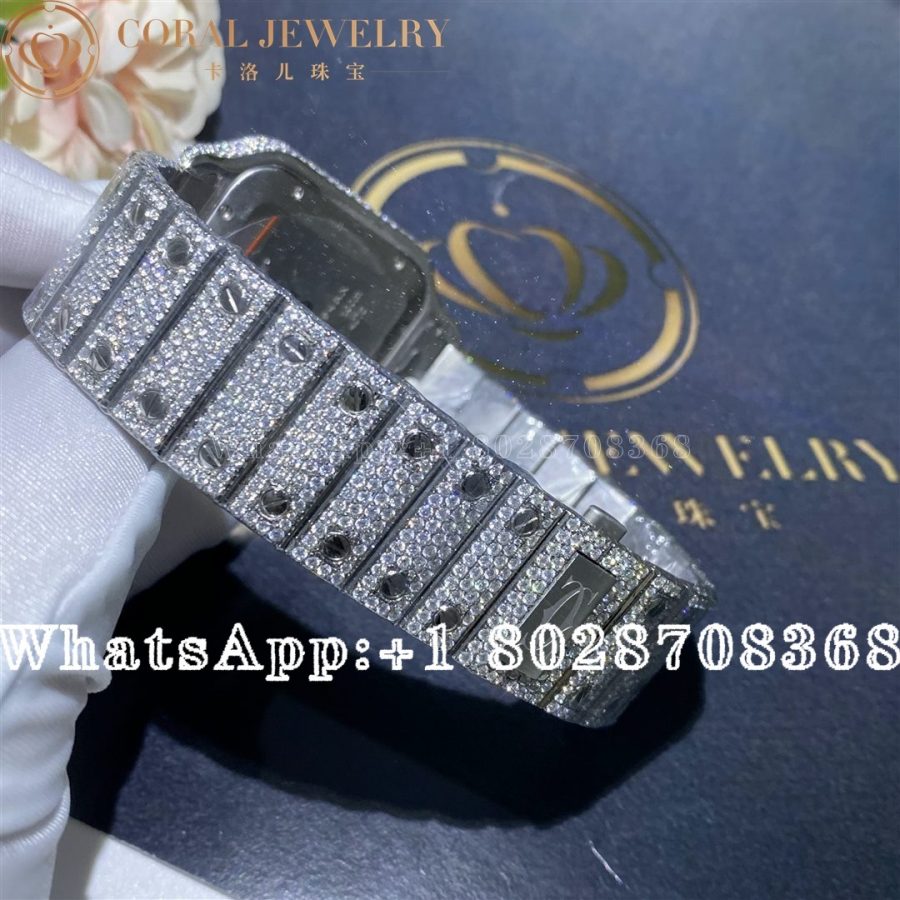 Cartier Santos 41mm Moissanite Diamond Watch 20ct Colored Roman numerals - Image 3