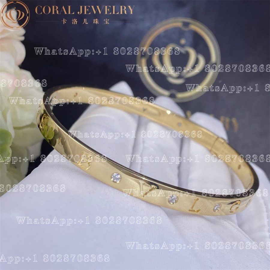 Bulgari BVLGARI Bracelet 18 Kt Yellow Gold Bangle Bracelet Set with Twelve Diamonds. - Image 4