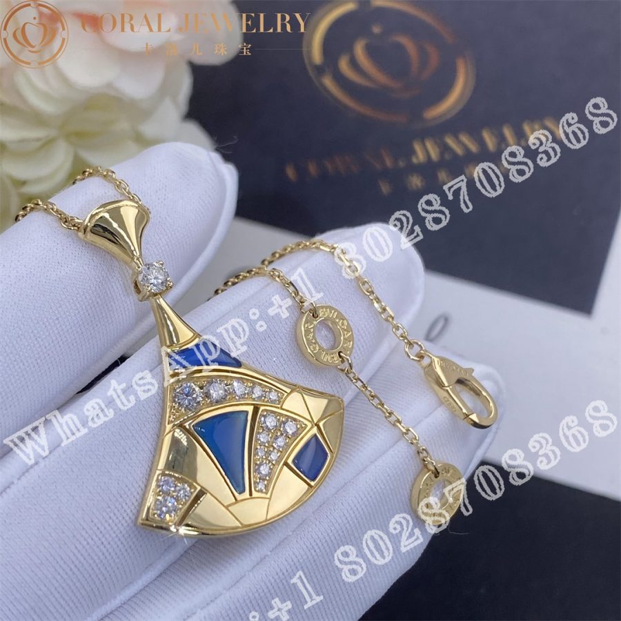 Bulgari Divas' Dream Necklace Rose Gold with Blue Agate and Diamonds - Image 3