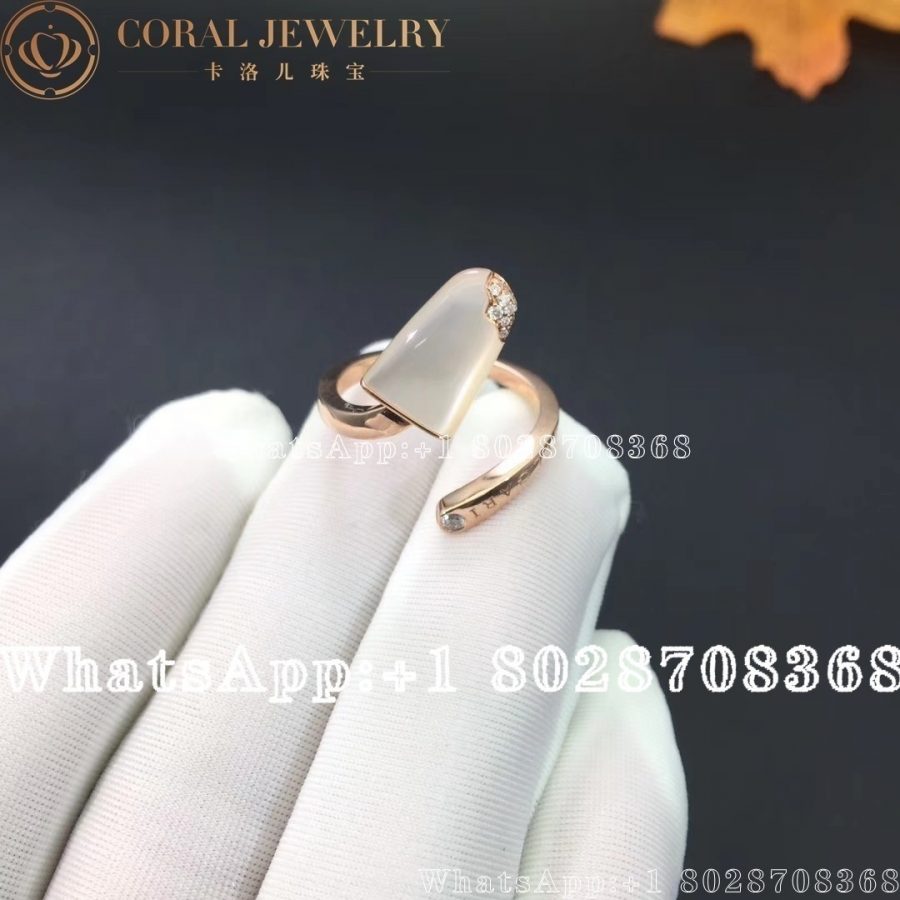 Bulgari BVLGARI Gelati 18ct Rose-Gold, Mother-of-Pearl and Diamond Ring AN858014 - Image 3