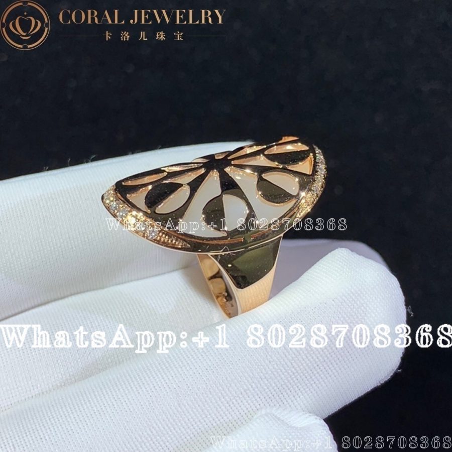 Bulgari Intarsio Diamond Mother of Pearl 18K Rose Gold Ring - Image 3