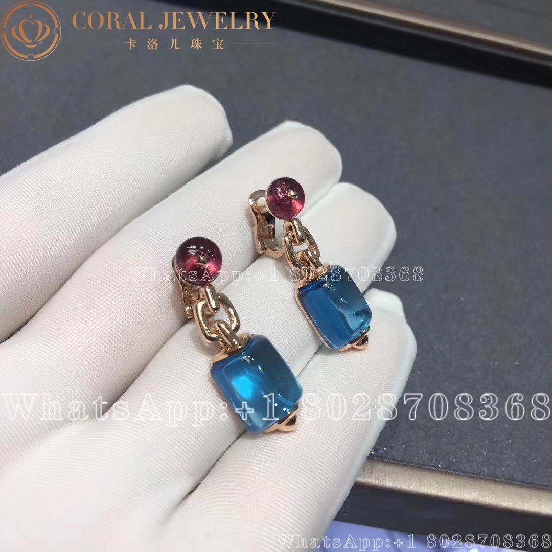 Bulgari Mvsa 18kt Rose Gold Earrings With Blue Topaz And Rubellite Beads 349551 Or856874 Coral (4)