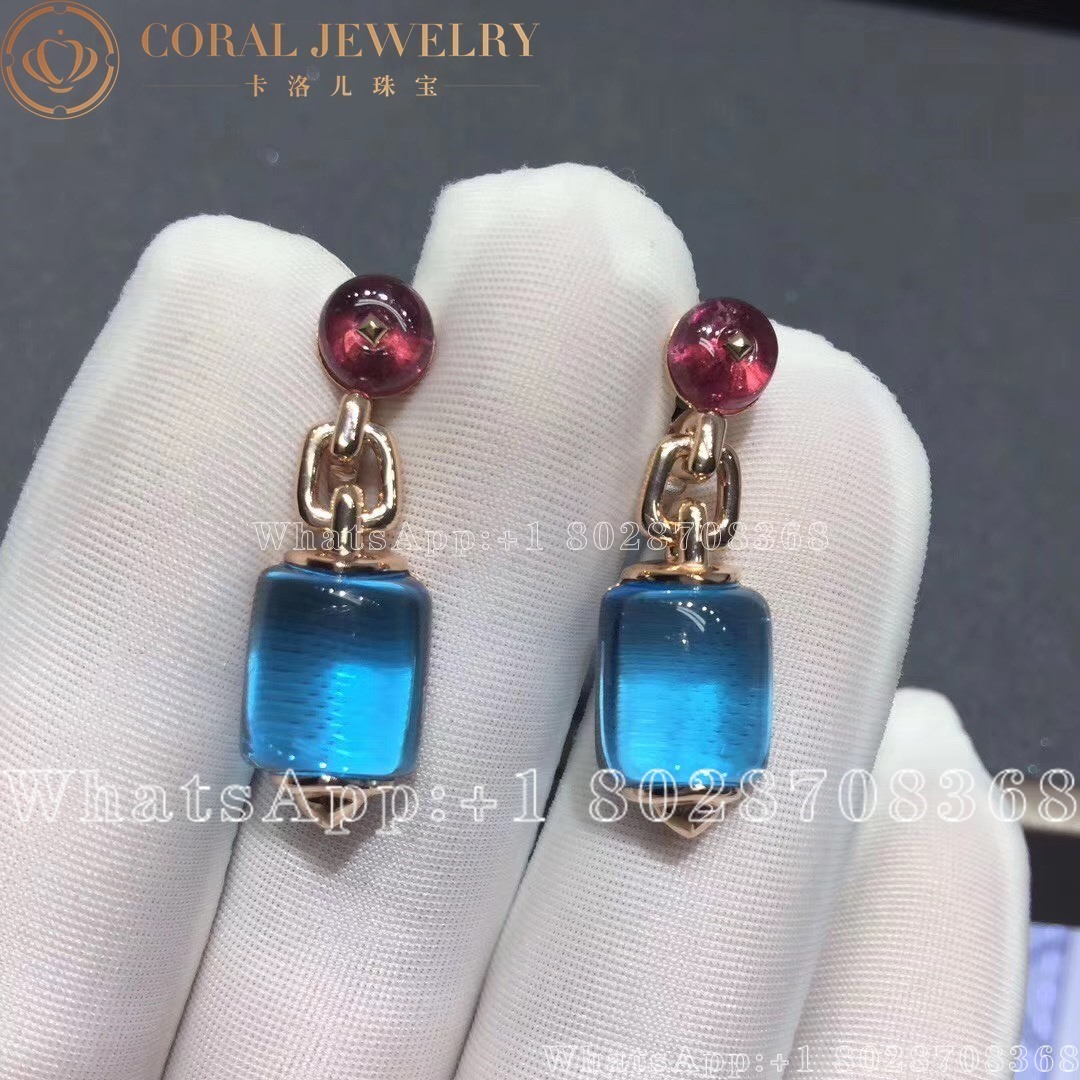 Bulgari Mvsa 18kt Rose Gold Earrings With Blue Topaz And Rubellite Beads 349551 Or856874 Coral (6)