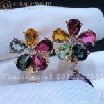 Bulgari Sapphire Floral 18k Yellow Gold Earrings 346655 OR855956 - Image 4