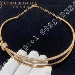 Tiffany Knot Double Row Necklace in Rose Gold with Diamonds - Image 5