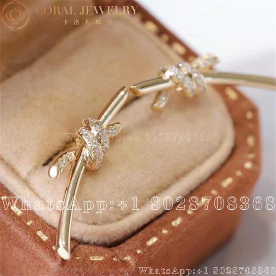 Tiffany Knot Earrings in Yellow Gold with Diamonds - Image 3