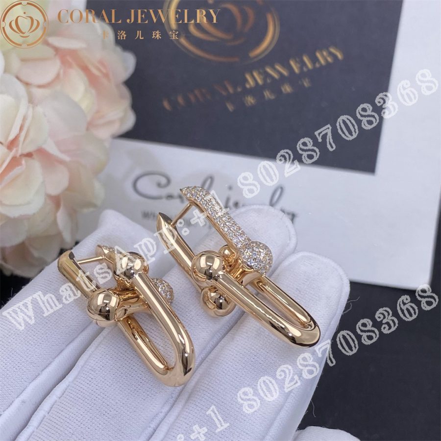 Tiffany HardWear Link Earrings in 18k Rose Gold with Pavé Diamonds - Image 3