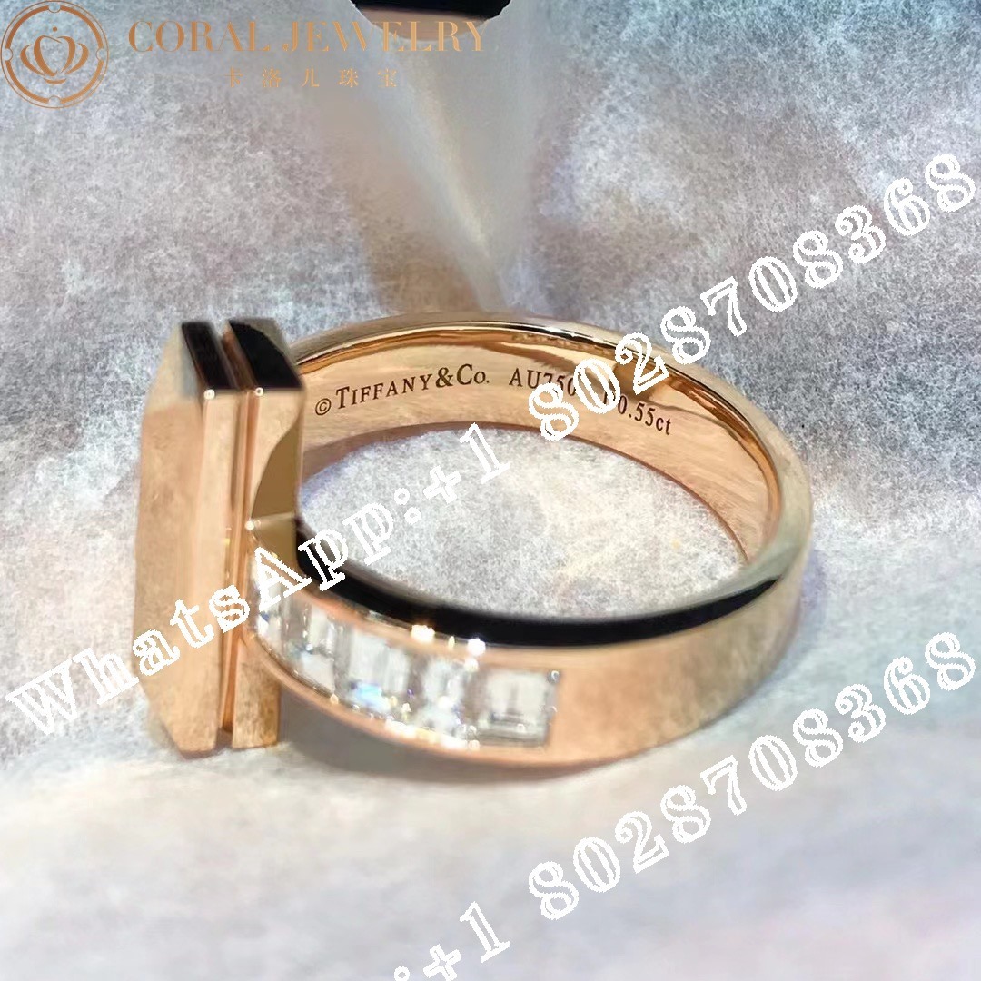 Tiffany T T1 Ring Rose Gold With Baguette Diamonds Coral (2)