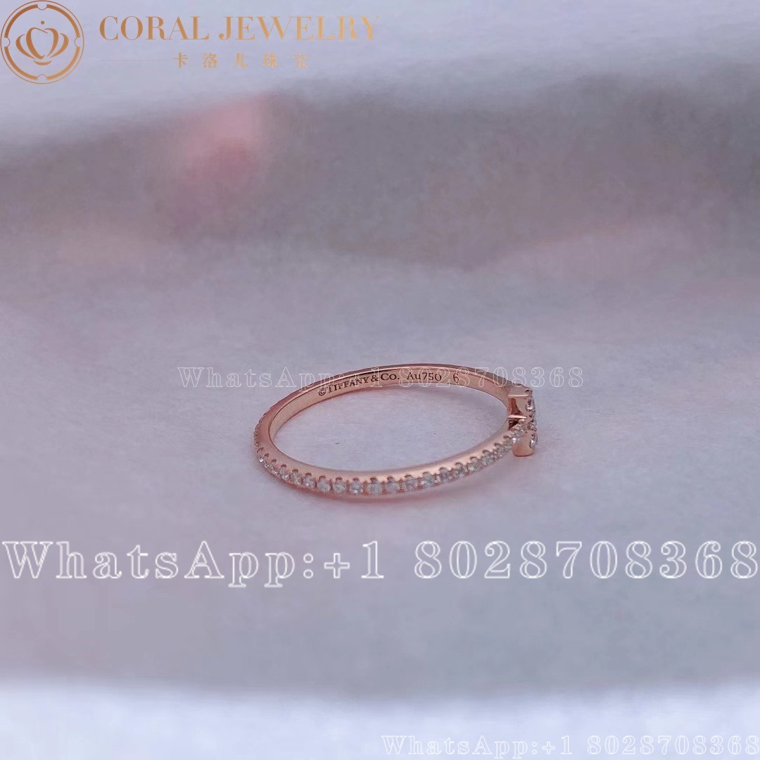 Tiffany T Diamond Wire Band Ring In 18k Rose Gold Whit Diamonds Coral (1)