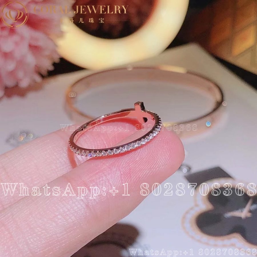 Tiffany T Diamond Wire Band Ring in 18k Rose Gold whit Diamonds - Image 5