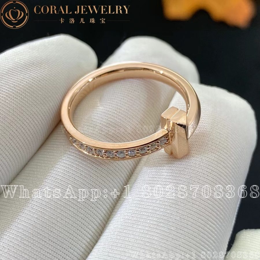 Tiffany T T1 Ring in Rose Gold with Diamonds, 2.5 mm - Image 3