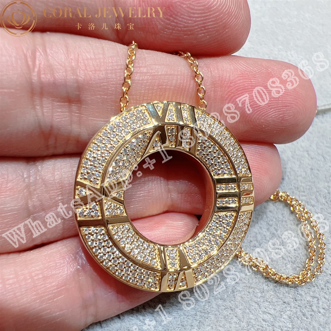 Tiffany Atlas X Closed Circle Pendant In Rose Gold With Pave Diamonds Coral (3)