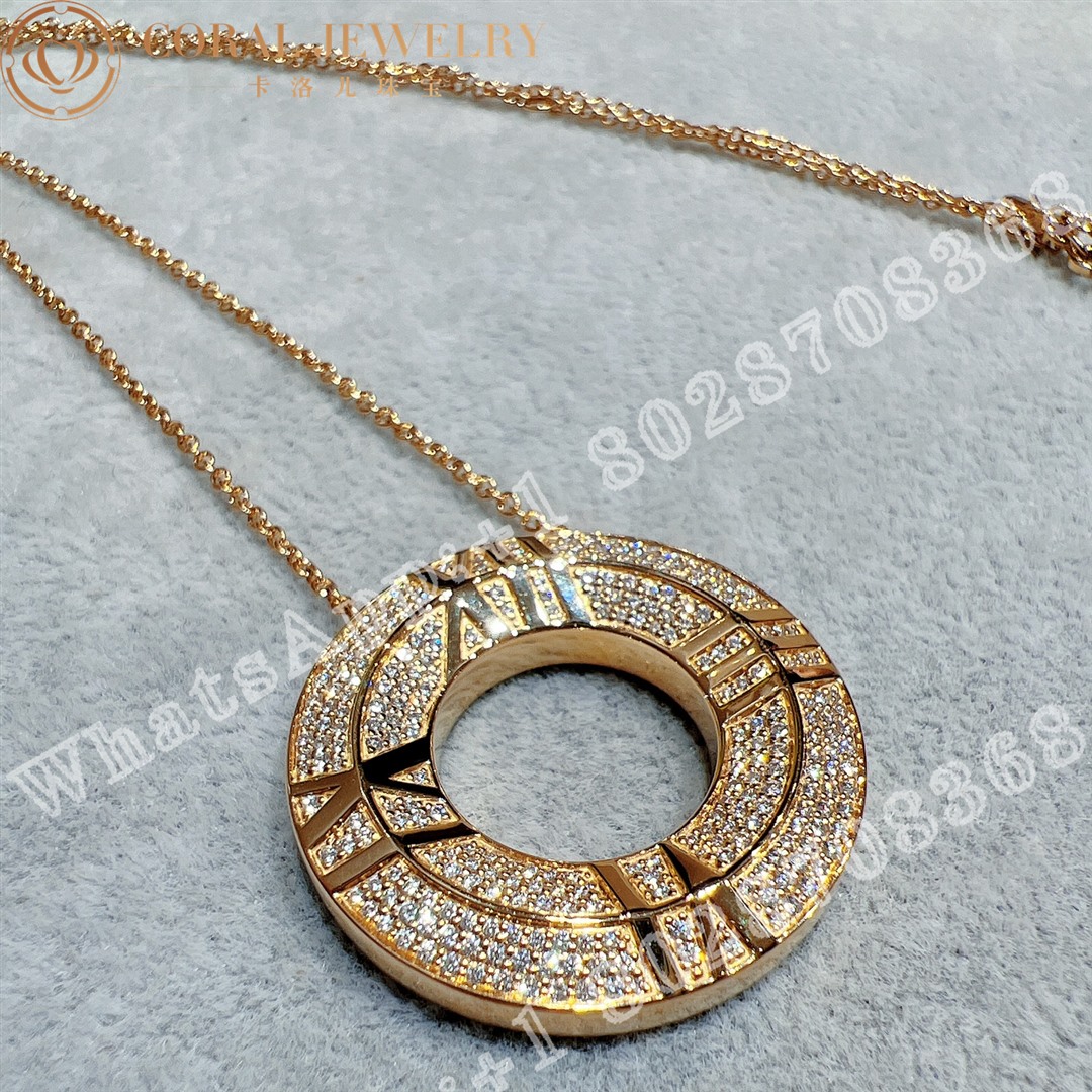 Tiffany Atlas X Closed Circle Pendant In Rose Gold With Pave Diamonds Coral (5)