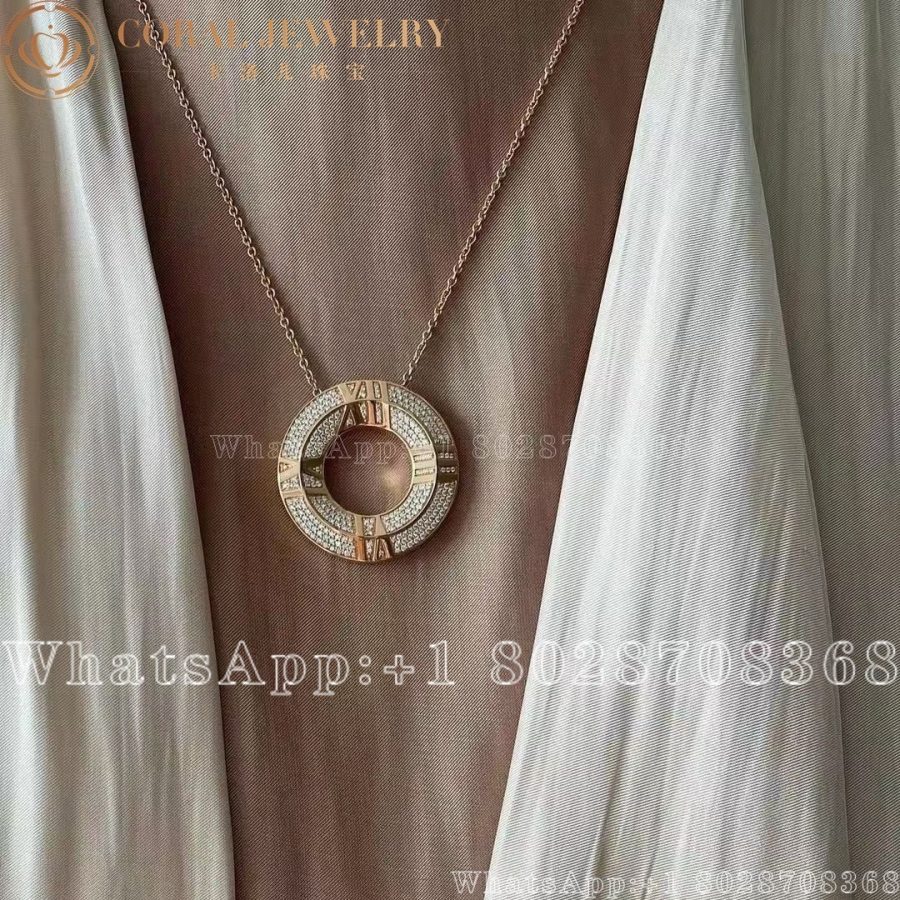 Tiffany Atlas™ X Closed Circle Pendant in Rose Gold with Pavé Diamonds - Image 9
