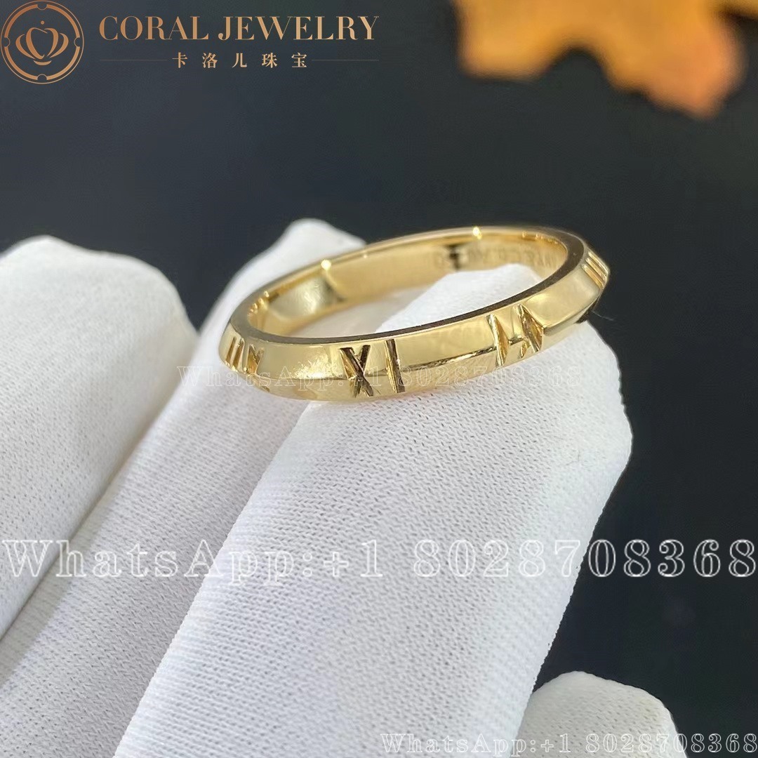 Tiffany Atlas X Closed Narrow Ring In Yellow Gold 3 Mm Wide Coral (2)