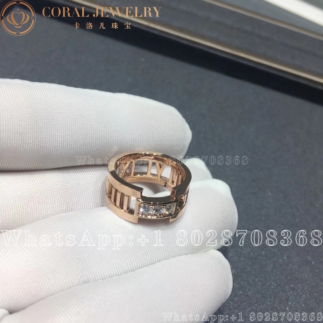 Tiffany Co Atlas Diamond 18k Rose Gold Open Band Ring Coral (2)