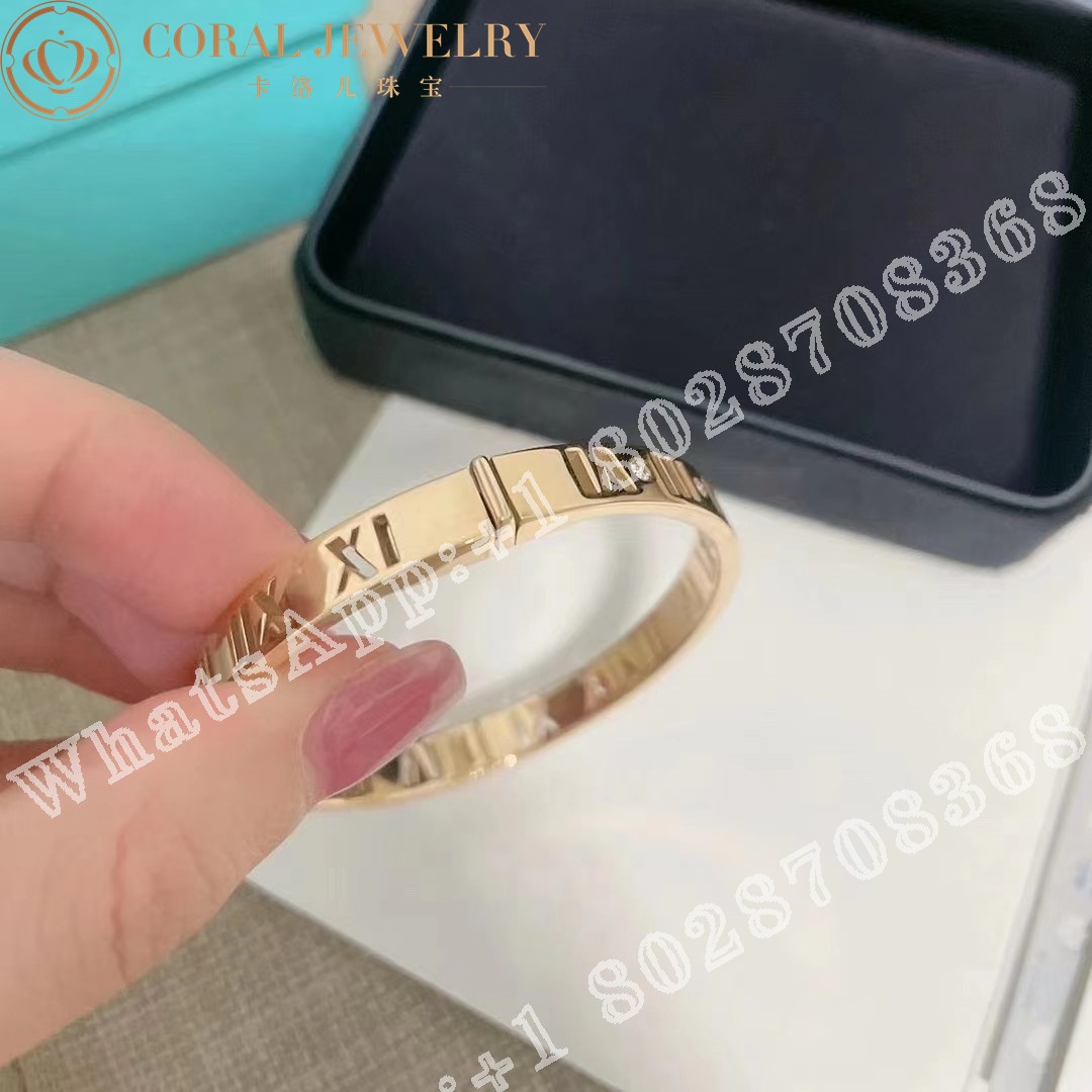 Tiffany 18k Rose Gold Diamond Atlas Pierced Hinged Bangle Bracelet Coral (2)