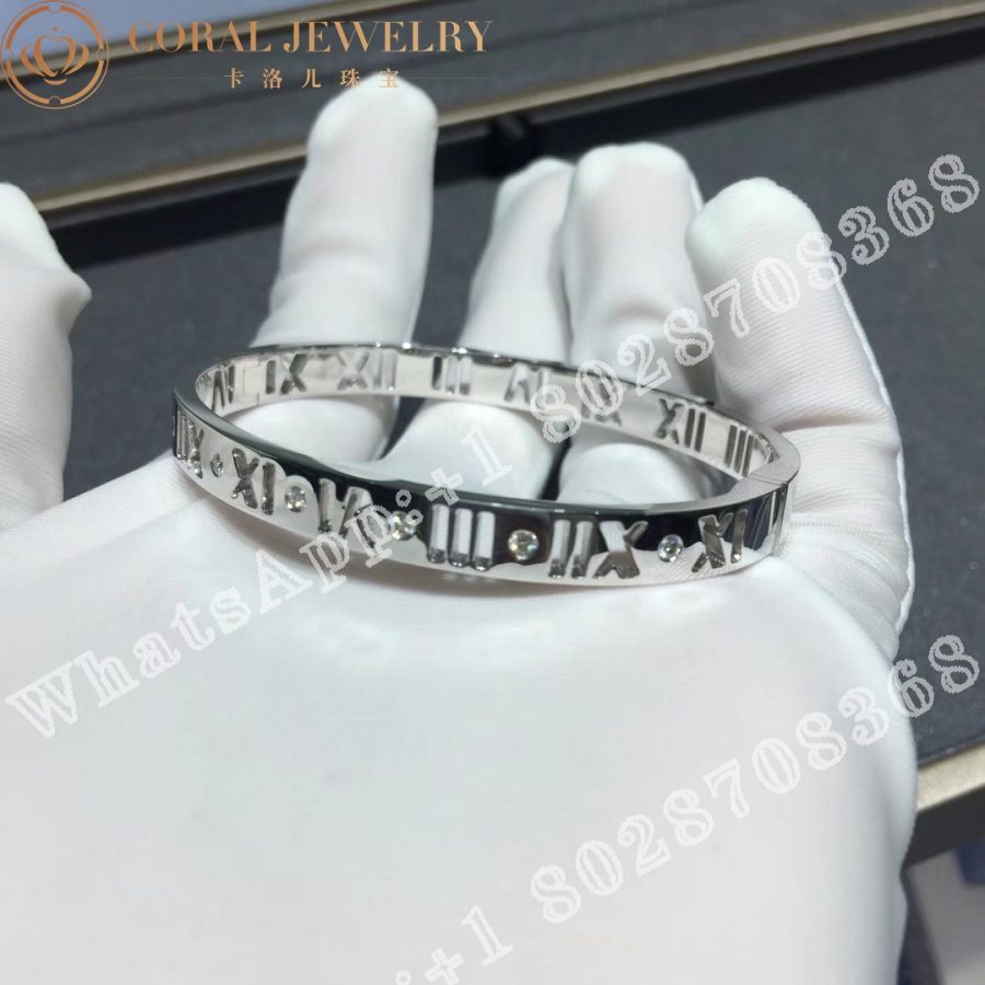 Tiffany & Co Atlas Bracelet in White Gold and Diamonds - Image 4