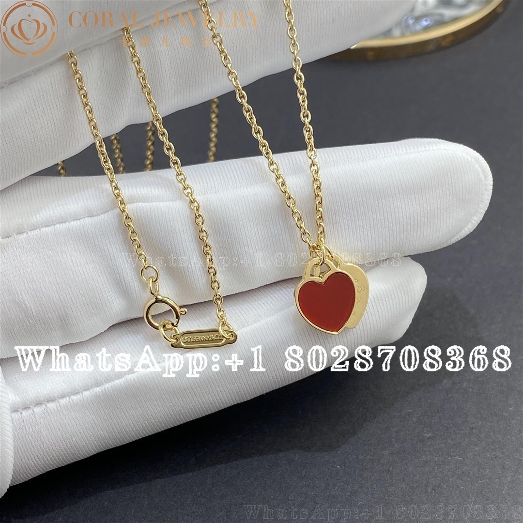 Tiffany Return To Tiffany Red Double Heart Tag Pendant In Gold With A Diamond Mini Coral (1)
