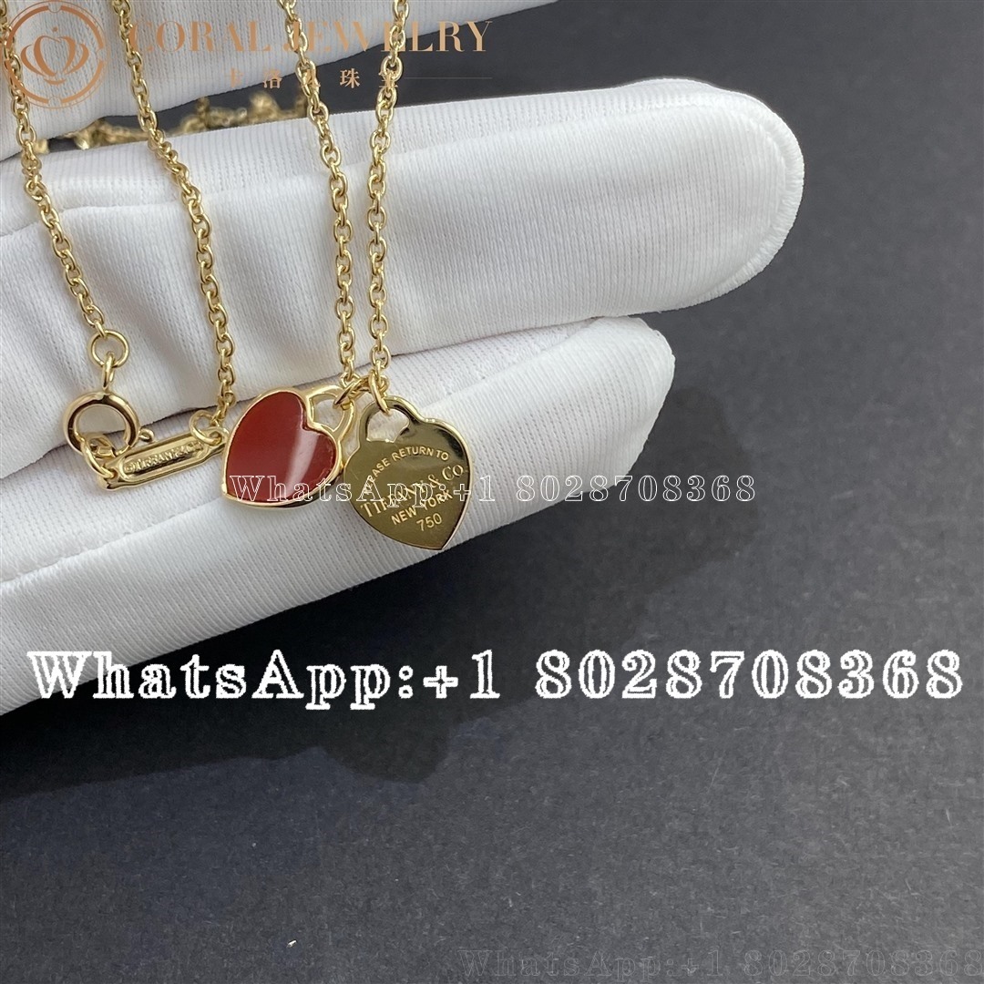Tiffany Return To Tiffany Red Double Heart Tag Pendant In Gold With A Diamond Mini Coral (2)