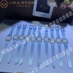 Charles Oudin Pansy Retro 24mm Watch Arabic Style Baby Blue Straps - Image 3