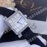 Charles Oudin Pansy Retro with Pearls Watch Medium 24mm Arabic Style Black Straps - Image 3