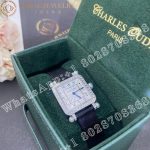 Charles Oudin Pansy Retro with Pearls Watch Medium 24mm Arabic Style Black Straps - Image 5