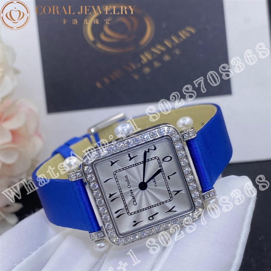Charles Oudin Pansy Retro with Pearls Watch Medium 24mm Arabic Style Blue Straps - Image 5