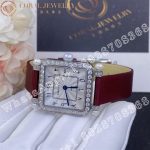Charles Oudin Pansy Retro with Pearls Watch Medium 24mm Arabic Style Maroon Straps - Image 5
