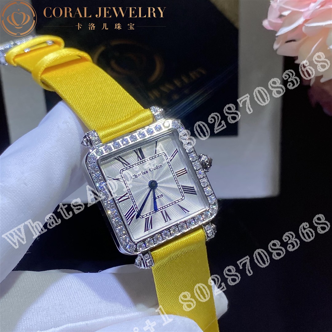 Charles Oudin Pansy Retro With Pearls Watch Medium 24mm Yellow Straps Custom Watches Coral (1)