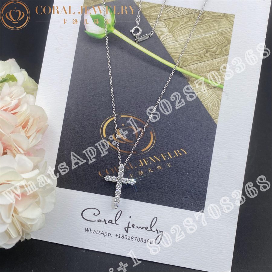 Cross Pendant in Platinum with Diamonds Small - Image 3