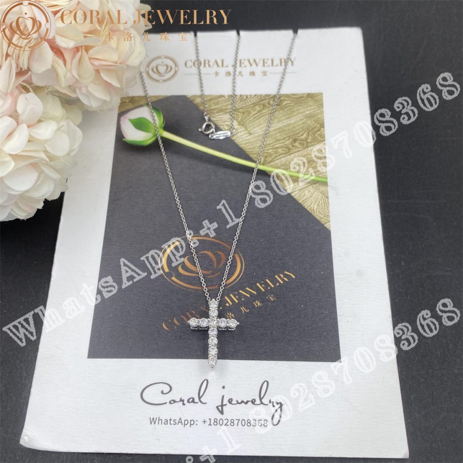 Cross Pendant in Platinum with Diamonds Small - Image 5