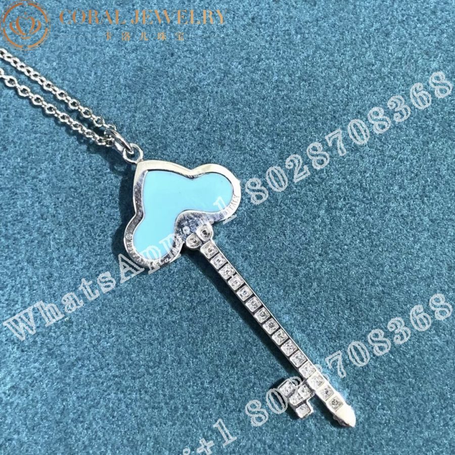 Tiffany Keys Fleur de Lis Key in Platinum with Diamonds and Turquoise - Image 4