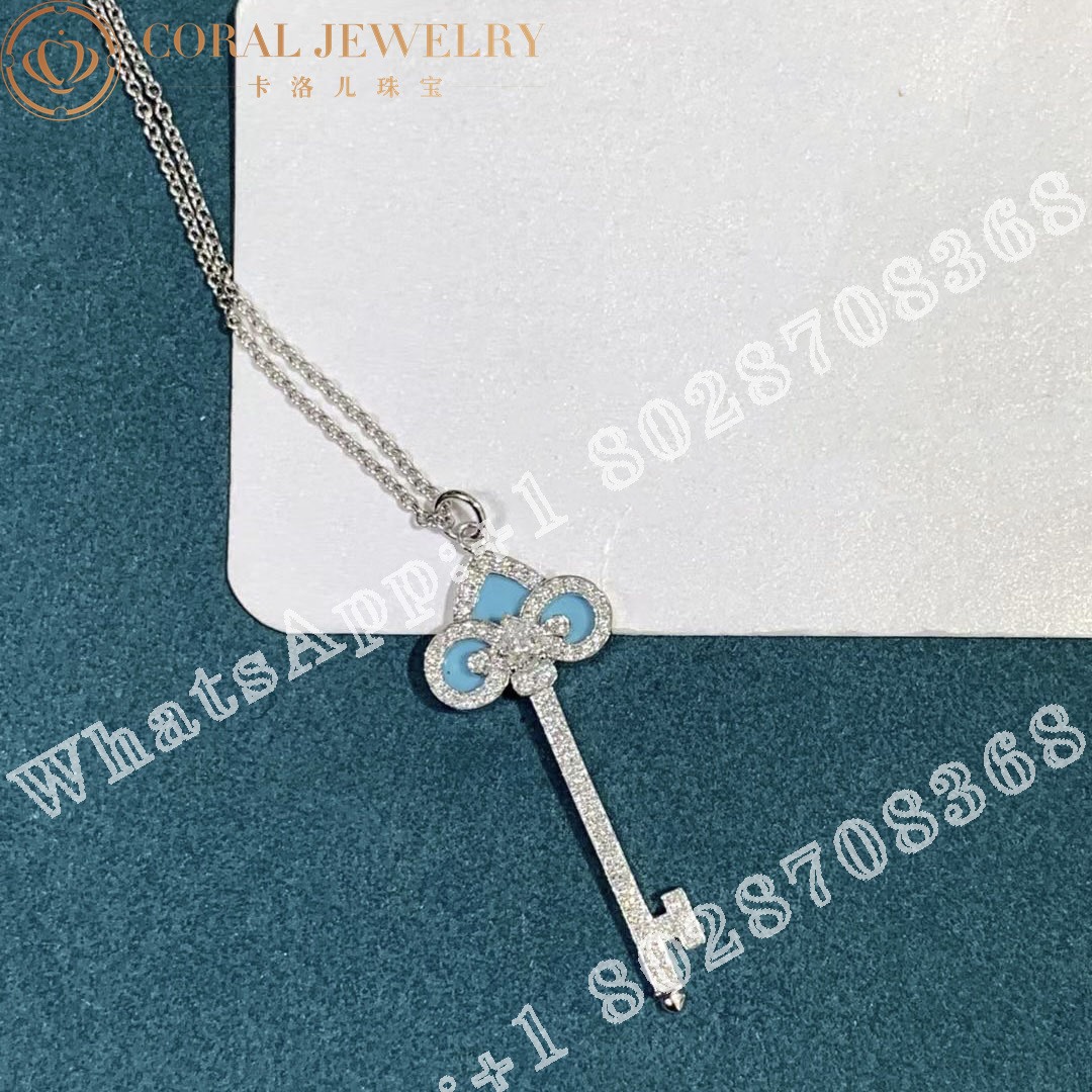 Tiffany Keys Fleur De Lis Key In Platinum With Diamonds And Turquoise Coral (7)