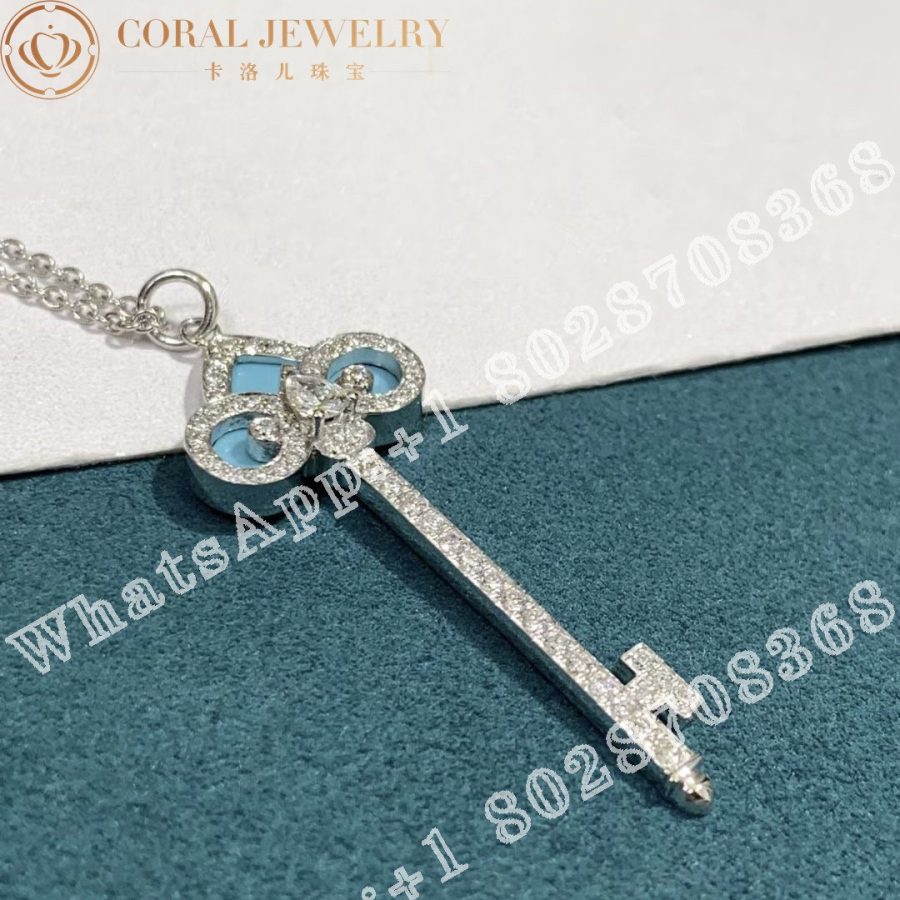 Tiffany Keys Fleur de Lis Key in Platinum with Diamonds and Turquoise - Image 3