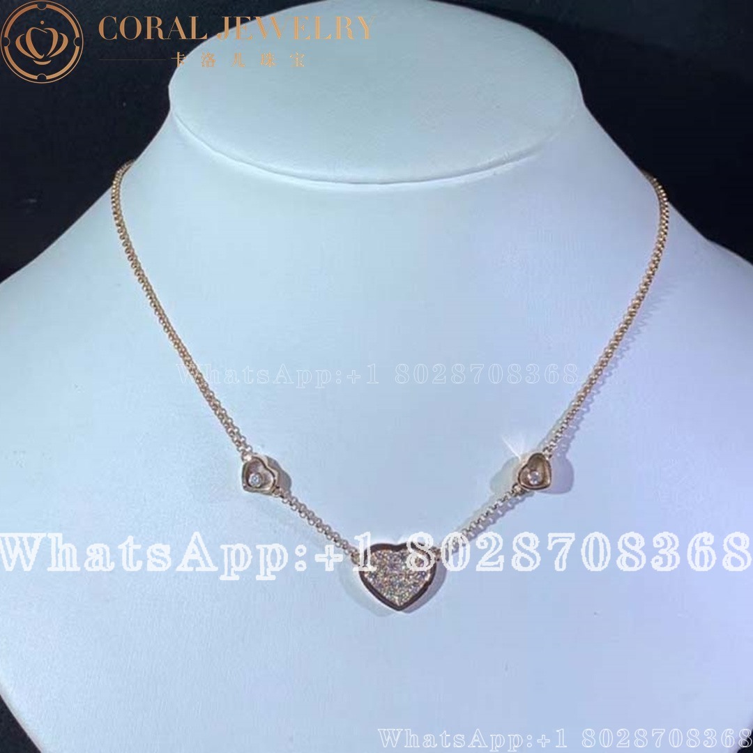 Chopard Happy Hearts 18 Karat Rose Gold Diamond Necklace Coral (6)