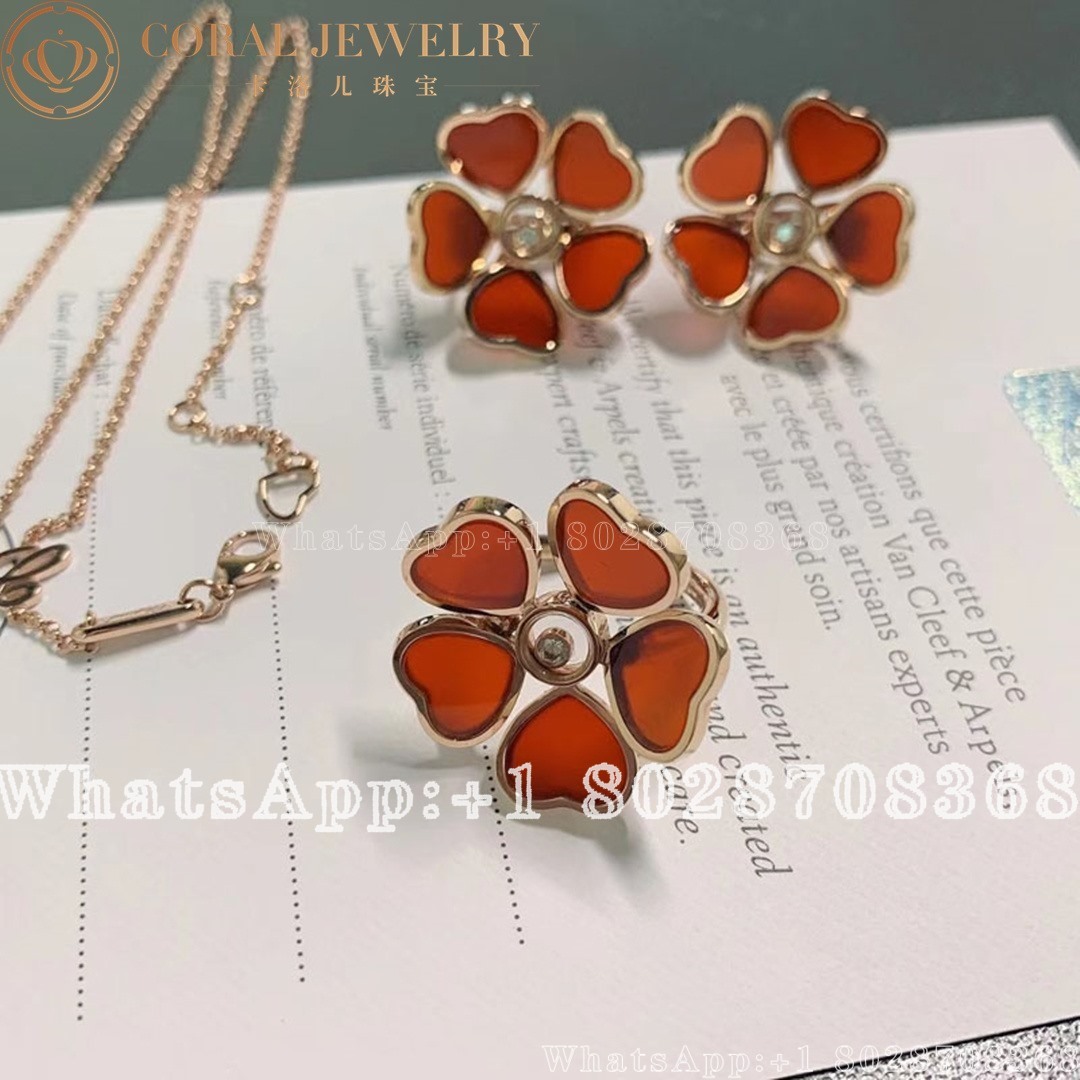 Chopard Happy Hearts Flower Rose Gold Red Stone Diamond Pendant 79a085 5811 Coral (3)