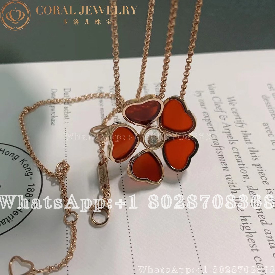 Chopard Happy Hearts Flower Rose Gold Red Stone Diamond Pendant 79a085 5811 Coral (4)