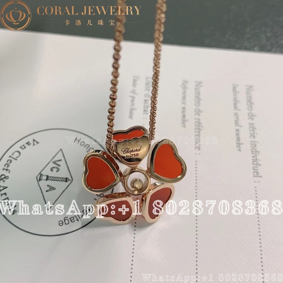 Chopard Happy Hearts Flower Rose Gold Red Stone Diamond Pendant 79a085 5811 Coral (5)