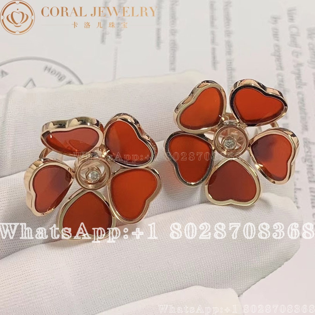 Chopard Happy Hearts Flower Rose Gold Red Stone Diamond Pendant 79a085 5811 Coral (6)