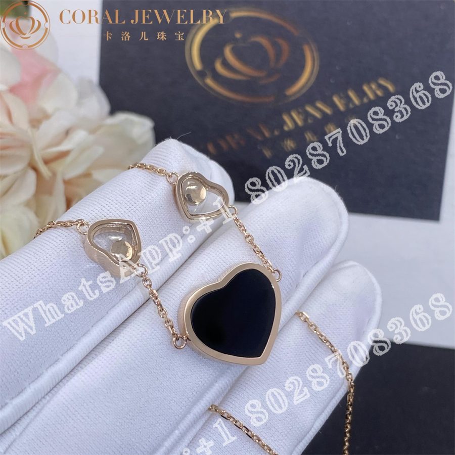 Chopard Happy Hearts Necklace, Ethical Rose Gold, Diamonds, Onyx 81A082-5201 - Image 3