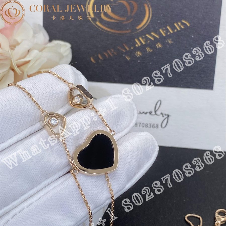 Chopard Happy Hearts Necklace, Ethical Rose Gold, Diamonds, Onyx 81A082-5201 - Image 5